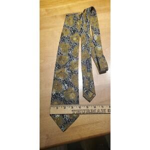 Studio Tie Best of Class Silk Tie Yellow Floral Paisley Textured Made In Italy V